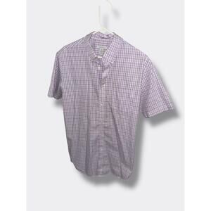 ❤️Van Heusen Purple Plaid Short Sleeve Button-Down Shirt M